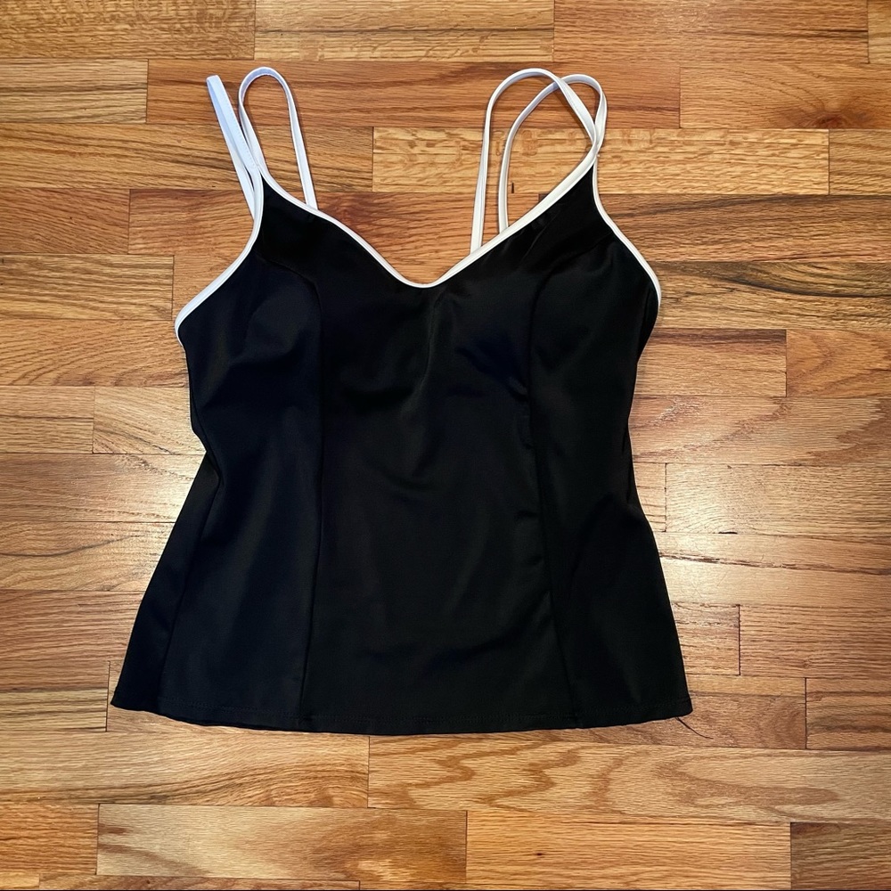 Miraclesuit Malibu Tankini Sz 14 Black/White Trim Very Good Condition